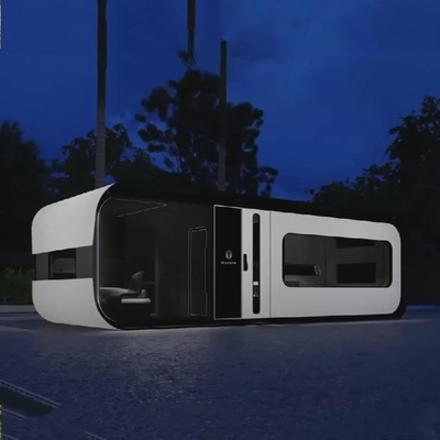 Struktur Baja Kaca Tempered Toko Bergerak Toko Rumah Pabrikan Modular Cafe Container Pod House