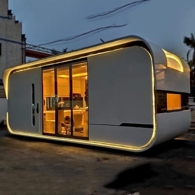Struktur Baja Kaca Tempered Toko Bergerak Toko Rumah Pabrikan Modular Cafe Container Pod House