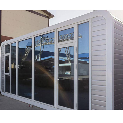 Perlindungan Matahari Kaca Warna Disesuaikan Struktur Baja Stabil Prefab Mobile Apple Cabin Dan Pod Container House
