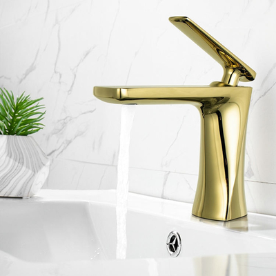 Faucet Mixer Sanitary Ware Warna Emas Single Handle Water Basin Wastafel Keran untuk Kamar Mandi