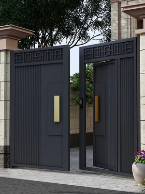Dekorasi luar Masuk hitam Pintu baja tahan karat ganda Desain besi tempa Pintu utama