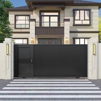 Dekorasi luar Masuk hitam Pintu baja tahan karat ganda Desain besi tempa Pintu utama