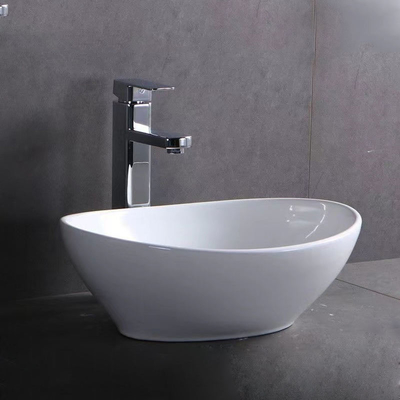 White Vessel Sink Table Top Bathroom Keramik Barang Saniter Seni Baskom Cuci