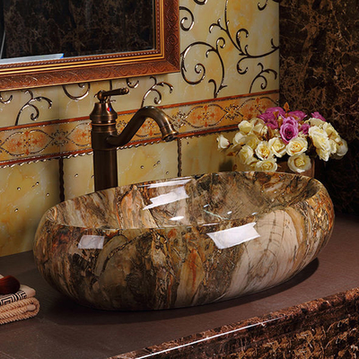 Peralatan Sanitasi Mewah Vintage Elegant Meja Berwarna Kamar Mandi Sink Baskom Cuci Marmer