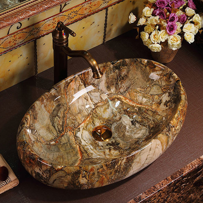 Peralatan Sanitasi Mewah Vintage Elegant Meja Berwarna Kamar Mandi Sink Baskom Cuci Marmer