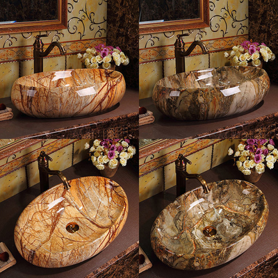 Peralatan Sanitasi Mewah Vintage Elegant Meja Berwarna Kamar Mandi Sink Baskom Cuci Marmer