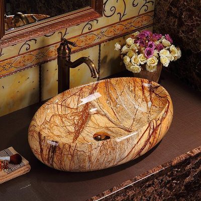 Peralatan Sanitasi Mewah Vintage Elegant Meja Berwarna Kamar Mandi Sink Baskom Cuci Marmer