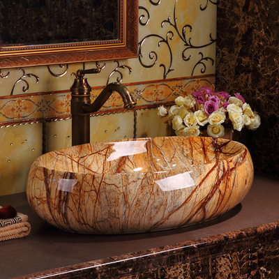 Peralatan Sanitasi Mewah Vintage Elegant Meja Berwarna Kamar Mandi Sink Baskom Cuci Marmer