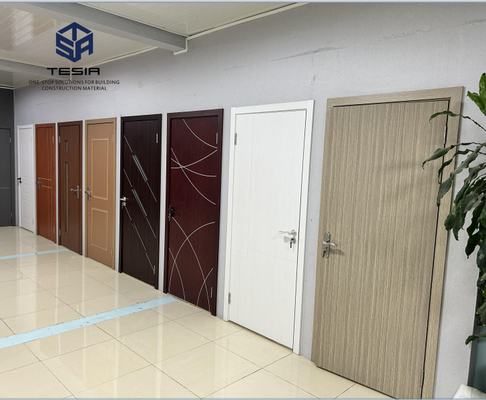 Tesia Waterproof Pintu Kamar Kayu Plywood Disesuaikan PVC WPC Pintu Dalam