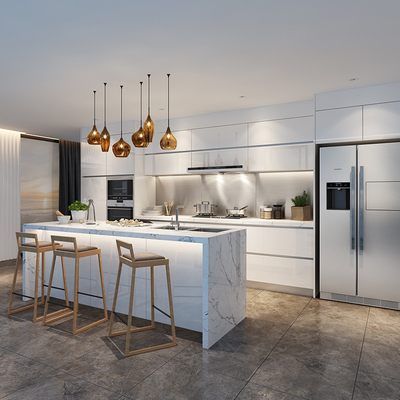Veneer Kayu Lemari Dapur Modular Papan Melamin 18mm Lemari Marmer Atas