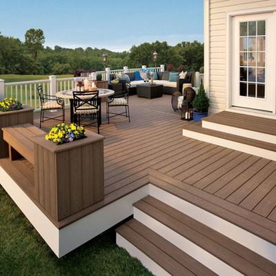 18mm Matt Plastic Wood Grain Flooring UV Resistant PVC Composite Decking