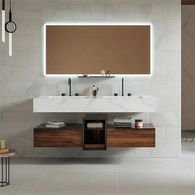 Kustom LED Tahan Air Kamar Mandi Cermin Kabinet Tahan Air Modern Wall Mount Vanity