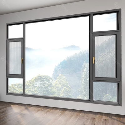 Clear Glass Aluminium Casement Double Glazed Windows Untuk Rumah Bergerak