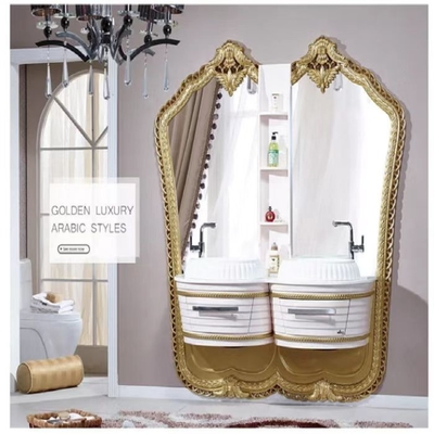 Golden SS Metal Customized Bathroom Cabinets 35'' Marmer Countertop Sink Vanity