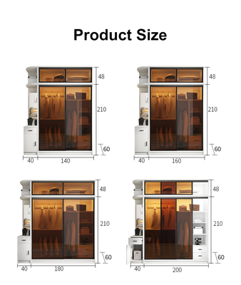 TESIA Customized Wardrobe Bedroom Furniture Glass Sliding Door Storage Cabinet