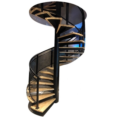 Black Anti Slip Indoor Spiral Staircase SS304 Attic Readymade Steel Stairs