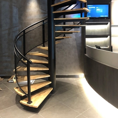 Black Anti Slip Indoor Spiral Staircase SS304 Attic Readymade Steel Stairs
