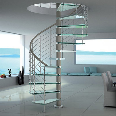 Tapak Kaca Attic A3 Steel Helical Staircase Laminated Tempered Glass Spiral Stairs