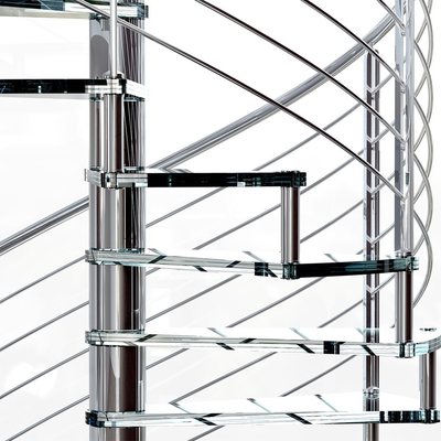 Tapak Kaca Attic A3 Steel Helical Staircase Laminated Tempered Glass Spiral Stairs