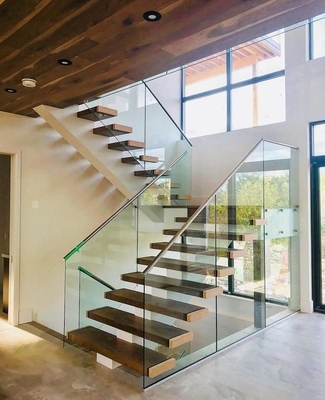 L Berbentuk Tangga Spiral Hemat Ruang Kayu Solid Tangga Mengambang Modern Untuk Rumah