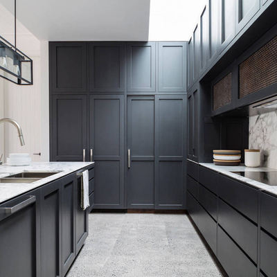 Kayu Solid Multicolor Modular Lemari Dapur Pintu Pengocok Lemari Dapur Pantry