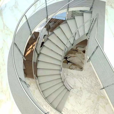 ASTM Indoor Hand Forged Metal Spiral Stairs Villa Mewah Modern Tangga Melengkung