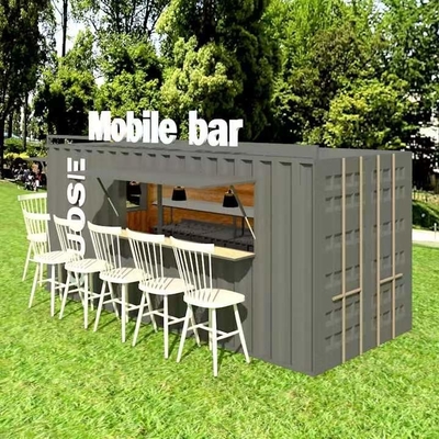 Rumah Kontainer Prefab Baja Galvanis 20ft Portabel Pengiriman Kontainer Kedai Kopi