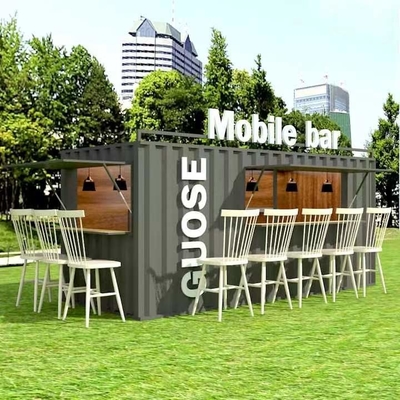 Rumah Kontainer Prefab Baja Galvanis 20ft Portabel Pengiriman Kontainer Kedai Kopi