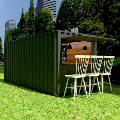 Rumah Kontainer Prefab Baja Galvanis 20ft Portabel Pengiriman Kontainer Kedai Kopi