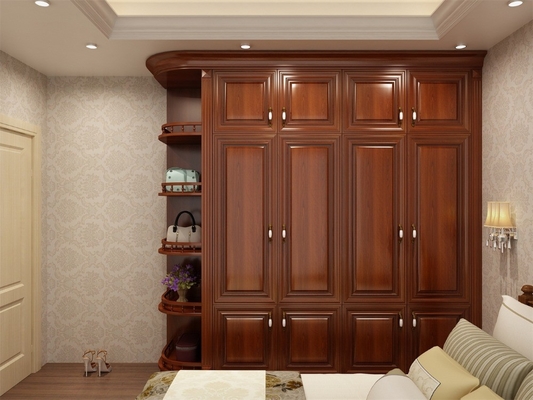 Red Oak Walnut Lemari Kamar Tidur Modern Lemari Penyimpanan Kayu Yang Indah