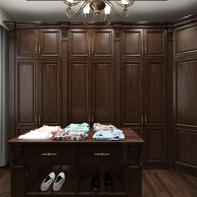 Red Oak Walnut Lemari Kamar Tidur Modern Lemari Penyimpanan Kayu Yang Indah