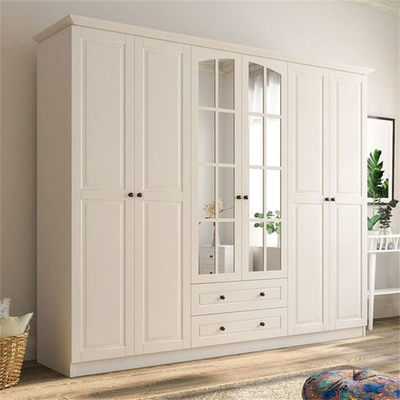 Lemari Pakaian Ramah Lingkungan Kayu Modern Kamar Tidur Dengan Kaca