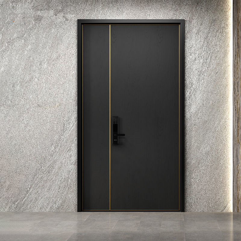 Pintu Baja Keamanan Karkas MDF, Pintu Depan Eksterior Kayu Lapis Baja