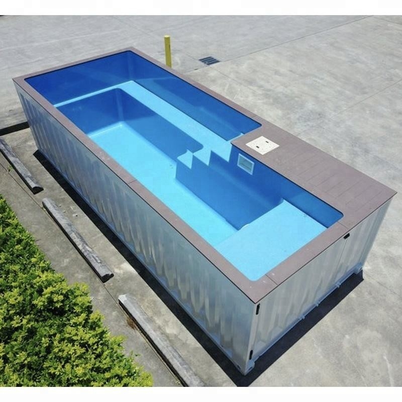 Outdoor Warna Disesuaikan 20 '40' Pengiriman Kontainer Kolam Renang Dengan 2 &quot;Jendela Tebal dan Tangga Baja