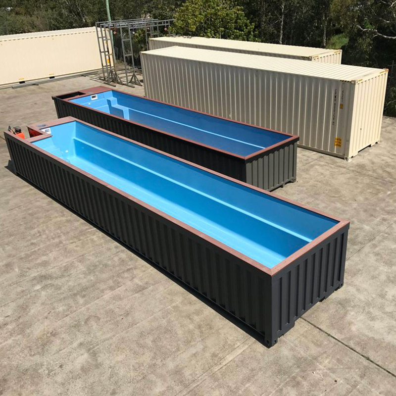 40FT Prefab Ukuran Disesuaikan Dan Kolam Renang Kontainer Warna Dengan Bahan Baja Dengan Sistem Listrik Dan Plumping