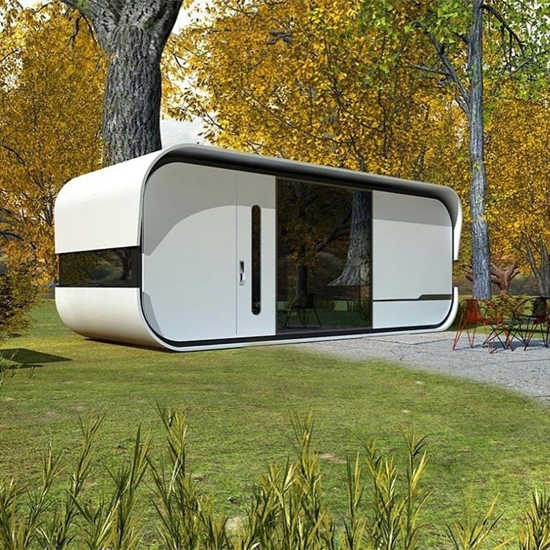 Struktur Baja Kaca Tempered Toko Bergerak Toko Rumah Pabrikan Modular Cafe Container Pod House
