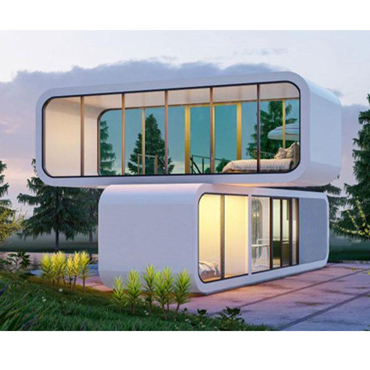 Perlindungan Matahari Kaca Warna Disesuaikan Struktur Baja Stabil Prefab Mobile Apple Cabin Dan Pod Container House