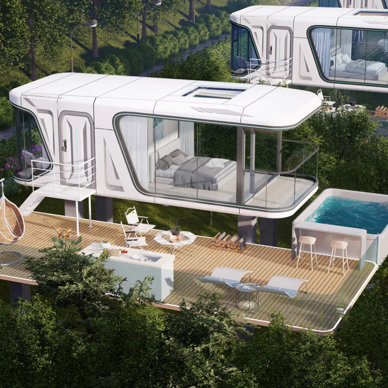 Rangka Modular Portabel Disesuaikan Rumah Berkemah Gaya Kapsul Ruang Modern Untuk Penggunaan Di Luar Ruangan