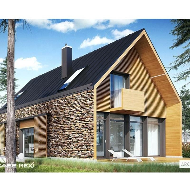 Warna dan Ukuran Disesuaikan Struktur Baja Ringan Prefabrikasi Villa Mewah Dua Lantai Rumah Prefabrikasi