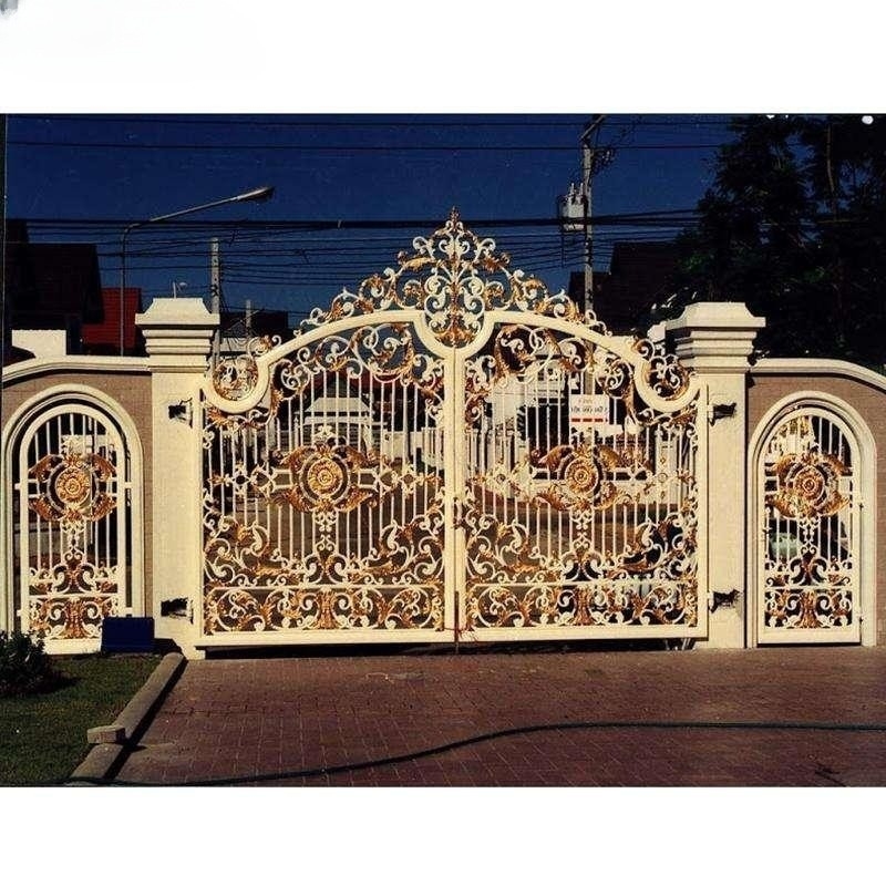 Desain pipa besi tempa antik mewah gerbang utama untuk taman rumah atau di luar ruangan